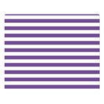 Horizontal Stripes - White and Dark Lavender Violet Double Sided Flano Blanket (Large)