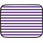 Horizontal Stripes - White and Dark Lavender Violet Fleece Blanket (Mini)