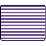 Horizontal Stripes - White and Dark Lavender Violet Fleece Blanket (Medium) (One Side)