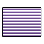 Horizontal Stripes - White and Dark Lavender Violet Fleece Blanket (Small) (One Side)