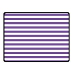 Horizontal Stripes - White and Dark Lavender Violet Double Sided Fleece Blanket (Small) (Two Sides)