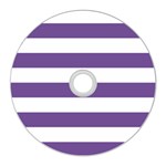 Horizontal Stripes - White and Dark Lavender Violet CD Wall Clock