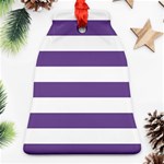 Horizontal Stripes - White and Dark Lavender Violet Ornament (Bell)