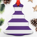 Horizontal Stripes - White and Dark Lavender Violet Ornament (Christmas Tree)