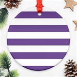 Horizontal Stripes - White and Dark Lavender Violet Ornament (Round)