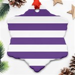 Horizontal Stripes - White and Dark Lavender Violet Ornament (Snowflake)