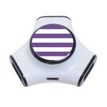 Horizontal Stripes - White and Dark Lavender Violet Portable USB Hub (One Side)