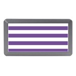 Horizontal Stripes - White and Dark Lavender Violet Memory Card Reader (Mini)