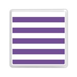 Horizontal Stripes - White and Dark Lavender Violet Memory Card Reader with Storage (Square)