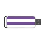 Horizontal Stripes - White and Dark Lavender Violet Portable USB Flash (One Side)