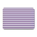 Horizontal Stripes - White and Dark Lavender Violet Small Doormat