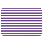 Horizontal Stripes - White and Dark Lavender Violet Large Doormat