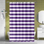 Horizontal Stripes - White and Dark Lavender Violet Shower Curtain 48  x 72  (Small)