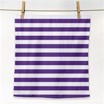 Horizontal Stripes - White and Dark Lavender Violet Face Towel