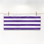 Horizontal Stripes - White and Dark Lavender Violet Hand Towel