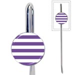 Horizontal Stripes - White and Dark Lavender Violet Book Mark