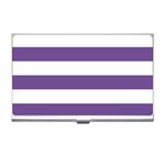 Horizontal Stripes - White and Dark Lavender Violet Business Card Holder