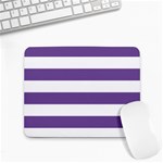 Horizontal Stripes - White and Dark Lavender Violet Small Mousepad