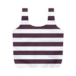 Horizontal Stripes - White and Eggplant Violet Full Print Recycle Bag (M)