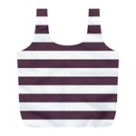 Horizontal Stripes - White and Eggplant Violet Full Print Recycle Bag (L)