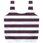 Horizontal Stripes - White and Eggplant Violet Full Print Recycle Bag (XL)