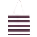 Horizontal Stripes - White and Eggplant Violet Grocery Light Tote Bag