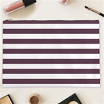 Horizontal Stripes - White and Eggplant Violet Cosmetic Bag (XXL)