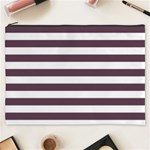 Horizontal Stripes - White and Eggplant Violet Cosmetic Bag (XXXL)