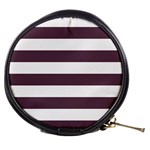 Horizontal Stripes - White and Eggplant Violet Mini Makeup Bag