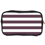 Horizontal Stripes - White and Eggplant Violet Toiletries Bag (Two Sides)