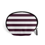 Horizontal Stripes - White and Eggplant Violet Accessory Pouch (Small)