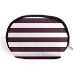 Horizontal Stripes - White and Eggplant Violet Accessory Pouch (Medium)