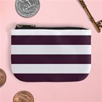 Horizontal Stripes - White and Eggplant Violet Mini Coin Purse