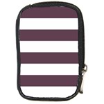 Horizontal Stripes - White and Eggplant Violet Compact Camera Leather Case