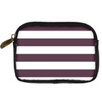 Horizontal Stripes - White and Eggplant Violet Digital Camera Leather Case