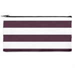 Horizontal Stripes - White and Eggplant Violet Pencil Case