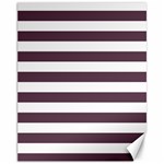 Horizontal Stripes - White and Eggplant Violet Canvas 11  x 14 