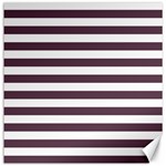 Horizontal Stripes - White and Eggplant Violet Canvas 12  x 12 