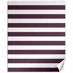 Horizontal Stripes - White and Eggplant Violet Canvas 16  x 20 