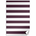 Horizontal Stripes - White and Eggplant Violet Canvas 20  x 30 