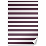 Horizontal Stripes - White and Eggplant Violet Canvas 24  x 36 