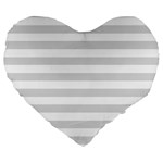 Horizontal Stripes - White and Gainsboro Gray Large 19  Premium Heart Shape Cushion