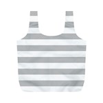 Horizontal Stripes - White and Silver Gray Full Print Recycle Bag (M)