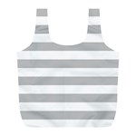 Horizontal Stripes - White and Silver Gray Full Print Recycle Bag (L)