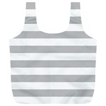 Horizontal Stripes - White and Silver Gray Full Print Recycle Bag (XL)