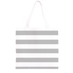 Horizontal Stripes - White and Silver Gray Grocery Light Tote Bag