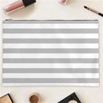 Horizontal Stripes - White and Silver Gray Cosmetic Bag (XXL)