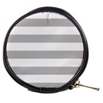 Horizontal Stripes - White and Silver Gray Mini Makeup Bag