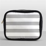 Horizontal Stripes - White and Silver Gray Mini Toiletries Bag (One Side)