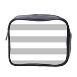 Horizontal Stripes - White and Silver Gray Mini Toiletries Bag (Two Sides)